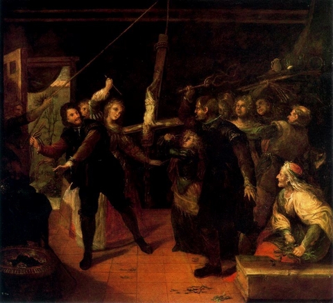 Francisco Ricci. Familia de herejes azotando un crucifijo