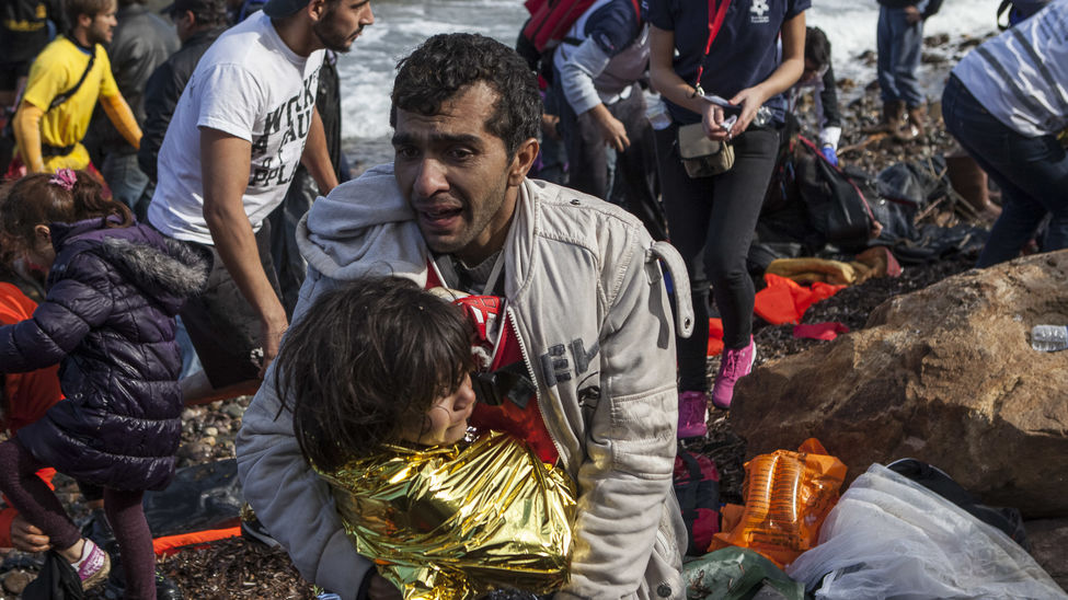 Refugiados sirios en la isla de Lesbos
